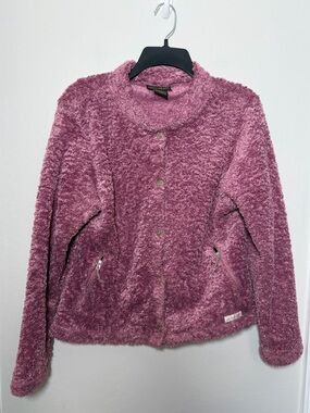 Ariat Mauve Teddy Fleece Snap Front Jacket Large Western Cozy Sherpa